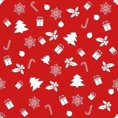 Seamless pattern with with different winter symbols. Christmas background. - 180022047