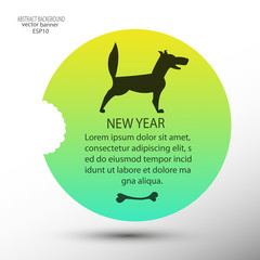 2018 dog black with a bone for the new year for a background, banner, logo, emblem ...