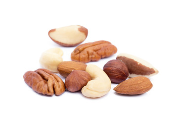 Mixed nuts isolated on white background