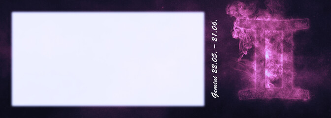 Gemini Zodiac Sign. Gemini Horoscope Sign. Template text room.
