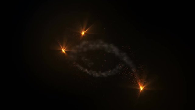 Fire comet light flying. Shining lights in motion with small particles. Ring of fire, Plasma ring on a dark background. 3D rendering, Abstract background.