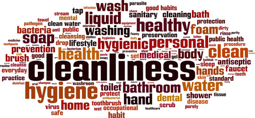 Obraz premium Cleanliness word cloud