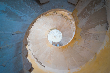 Spiral staircase in Mediterranean castle 