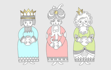 three kings for christian christmas holiday - Melchior, Gaspard 