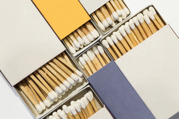 Collection of matchboxes, isolated on white.
