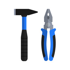 Isolated hummer and pliers icon in a flat style.