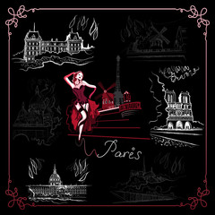 Graphical illustration with Parisian pictures_set