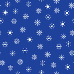 Snowflakes seamless pattern on deep blue background