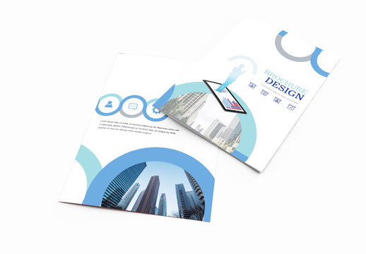 Bi-Fold Brochure Layout With Blue Accents 3