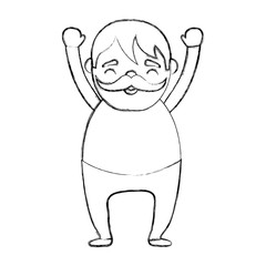 cartoon man with mustache icon over white background vector illustration