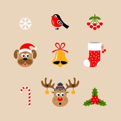 Christmas flat vector icons. New year flat vector icons
