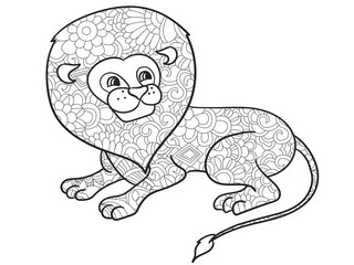 Lion coloring vector for adults animal