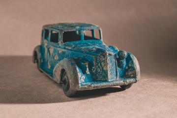 Blue vintage toy car