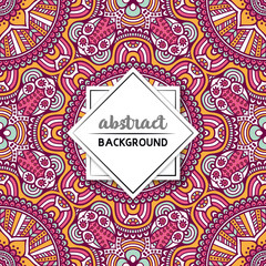 Ethnic floral seamless pattern with mandalas