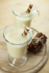 Traditional christmas drink eggnog