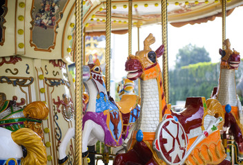 Fototapeta na wymiar Carousel horse with traditional paintwork