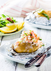 backed potato with shrimp