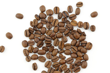 brown coffee beans close up in studio