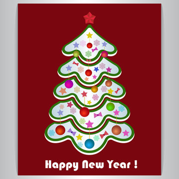 Decorated Christmas tree card