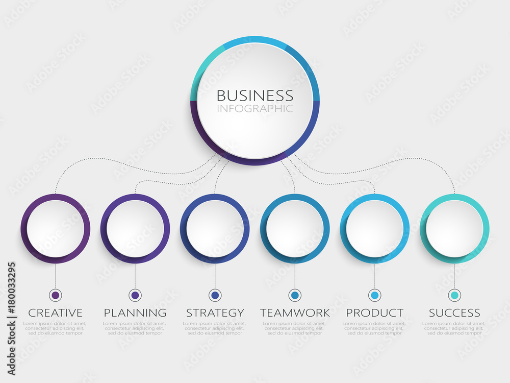 Poster abstract 3d infographic template with 6 steps for success. business circle template with options for