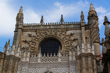 Fototapeta premium Historic buildings and monuments of Seville, Spain. Catedral de Santa Maria de la Sede.