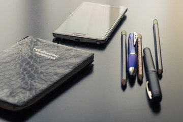 Office desk and the tools used inside the office from the days of yesterday and today. This set of...