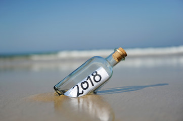 2018 Happy New Year on beach

