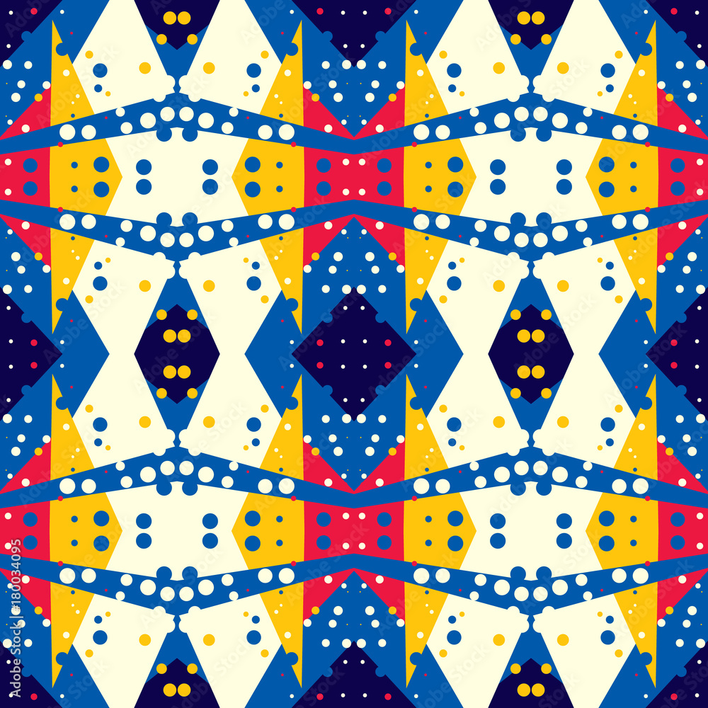 Poster abstract seamless geometric background. the combination of circles and triangles in the pattern.