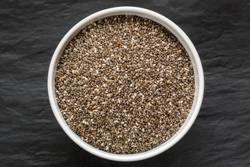 Bowl filled with chia seeds.