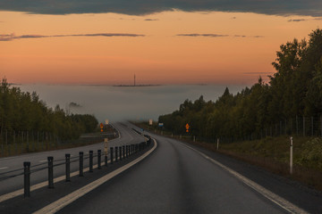 Fototapeta premium Sunrise with fog an early morning