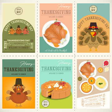 Thanksgiving Day Posters Set