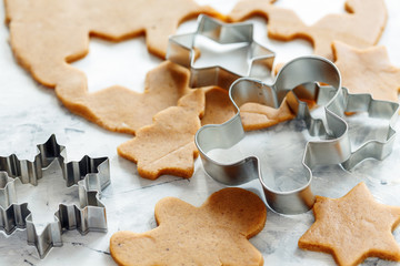 Metal cookie cutters for gingerbread.