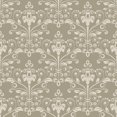 Vintage beige floral wallpaper