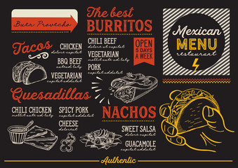 Panele Szklane  Restauracja meksykańska menu, szablon żywności.