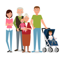 Large family of six people.