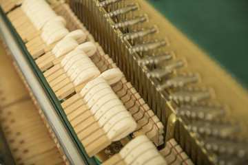 Piano technician repairing the piano