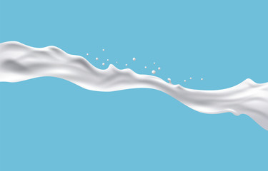 Abstract realistic milk on blue background.