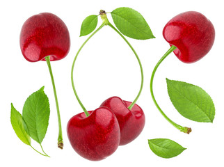 Cherry isolated on white background. Cherries collection