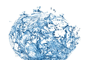 Fototapeta na wymiar Blue water splashes over white background. 3D illustration