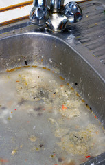 a clogged kitchen sink