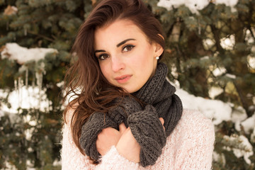 Young woman in winter park