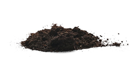 Dirt, soil pile isolated on white background
