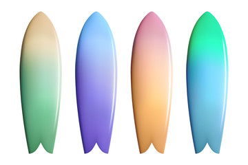 Set of colorful surfboards. Surfing equipment