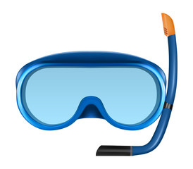Blue diving or snorkel mask with tube. - obrazy, fototapety, plakaty