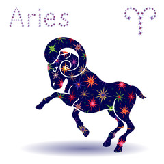 Zodiac sign Aries stencil