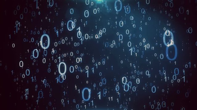 Background featuring a particle rain of binary numbers
