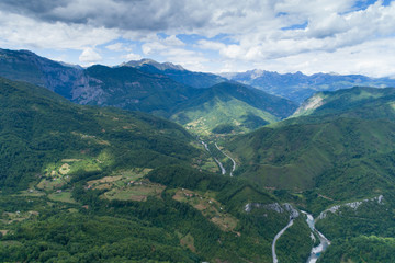 aerial view to the canyon of the Moraca river