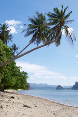 Fototapeta na wymiar Las Cabanas, the best beach at El Nido in the Palawan island, Philippines