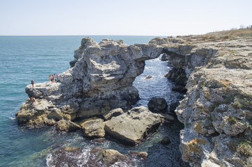 Fototapeta na wymiar The rock arch in the sea near the village of Tyulenovo, Bulgaria