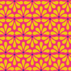Seamless pattern with geometric flowers, ethnic ornament